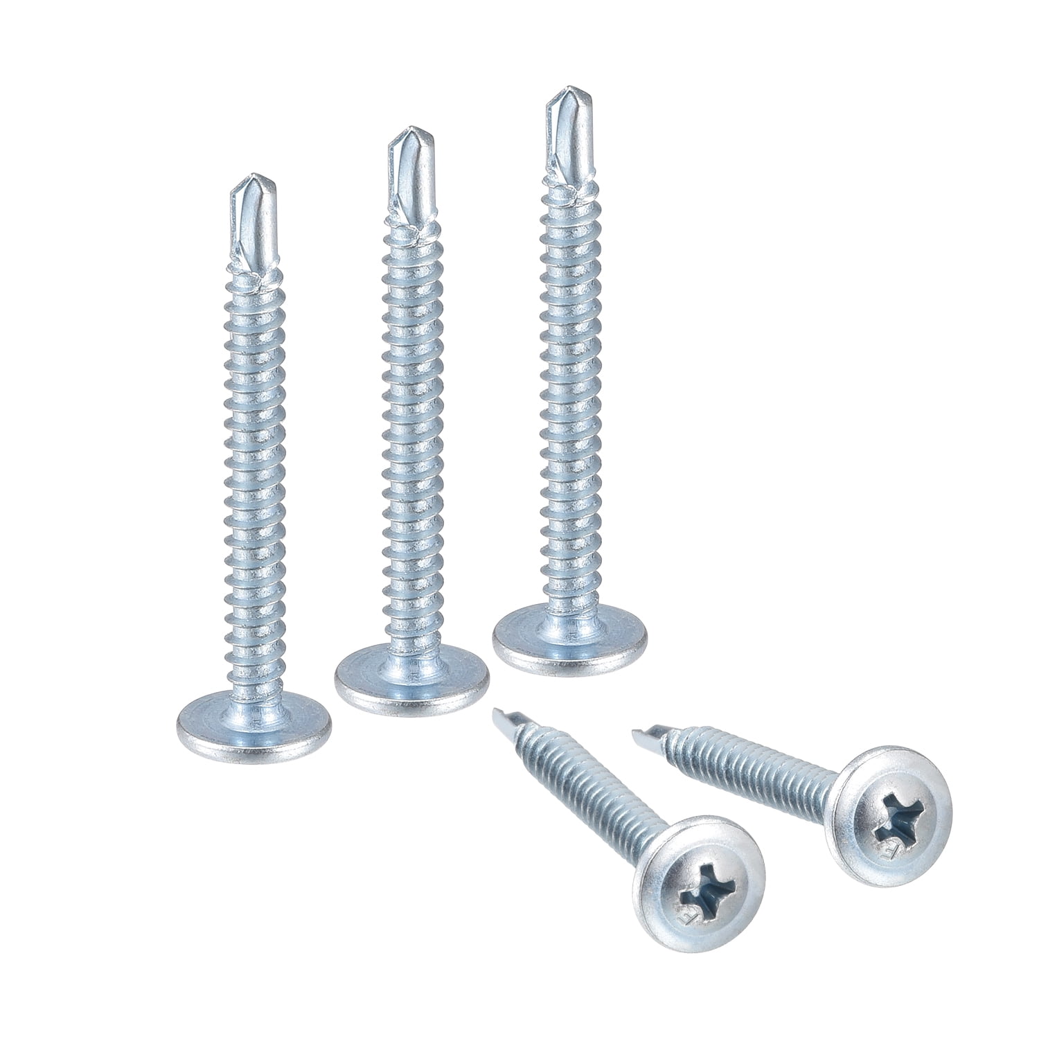 Uxcell #8 x 1-1/2 Carbon Steel Phillips Head Self Tapping Screws Silver Tone 50 Pack
