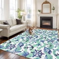 thumbnail image 2 of 5x7 Area Rugs for Living Room, Blue Starfish Anchor Non Slip Area Rugs for Kitchen Bedroom Entryway, Summer Coastal Teal Waves Stripe Washable Carpet Runner Rug Floor Mats for Bedroom Home Decor, 2 of 8