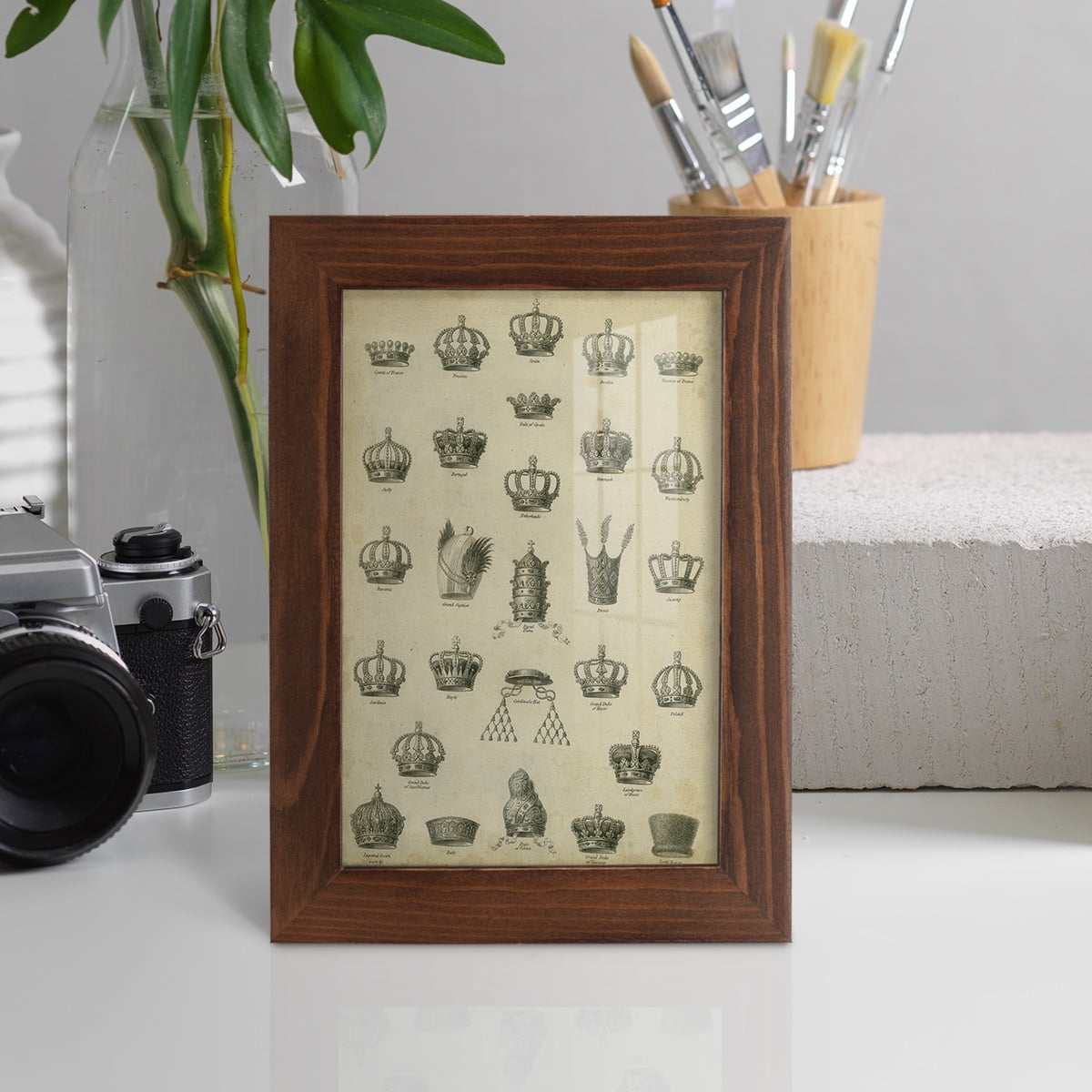 Heraldic Crowns & Coronets II -Framed Print w/glass-Chestnut