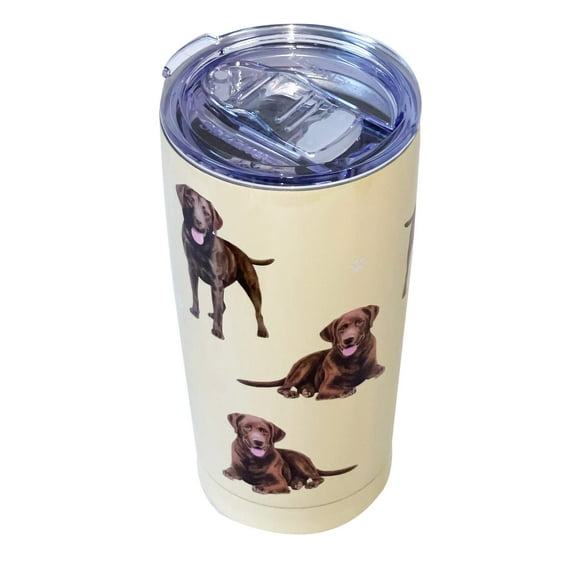 Chocolate Labrador SERENGETI 16 Oz. Stainless Steel, Vacuum Insulated Tumbler with Spill Proof Lid - 3D Print - Insulated Travel mug for Hot or Cold Drinks (Labrador Chocolate Tumbler)