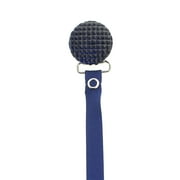 Quilted Crystal Pacifier Clip with Solid Ribbon, Blue Shades