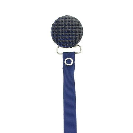Quilted Crystal Pacifier Clip with Solid Ribbon, Blue Shades