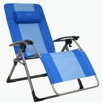 Kamp-Rite Outdoor Folding Reclining Zero Gravity Chair w/Head Pillow, Blue