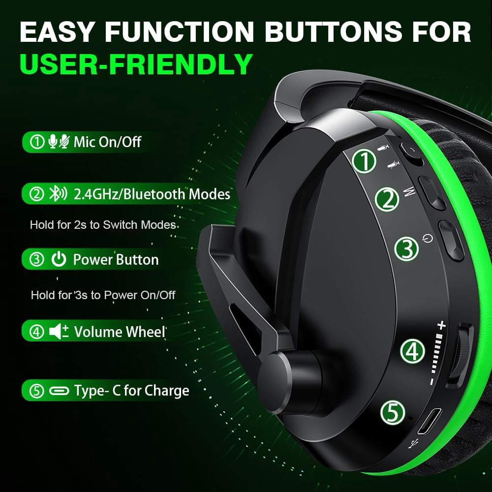 X3 Wireless Gaming Headset for Xbox Series X|S, PS5, PC, Mac – Bluetooth Headset with Noise Cancelling Mic, 50H Playtime, Low Latency , Black