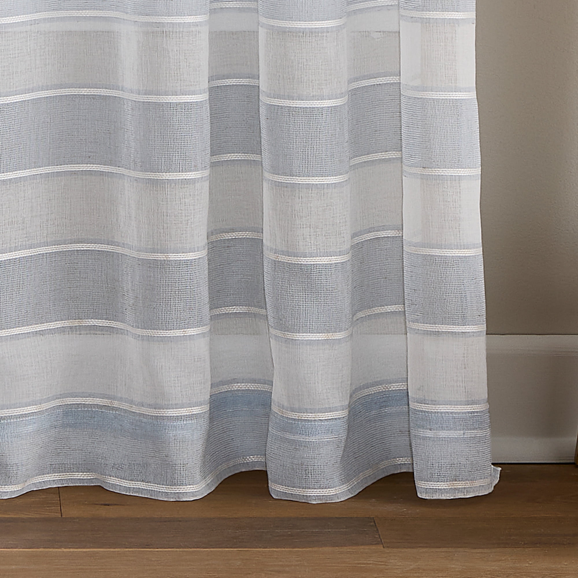 Curtainworks Harbor Curtain Panel Pair Chambray Blue, Pole Top, Sheer, Indoor, 50" x 63", Adult