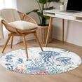 thumbnail image 5 of Coastal Jellyfish Round Area Rug 4ft, Summer Beach Nautical Ocean Coral Seahorse Washable Non-Slip Circle Rugs for Bedroom Living Room Kitchen, Soft Non Shedding Circle Carpet for Dining Room Dorm, 5 of 9