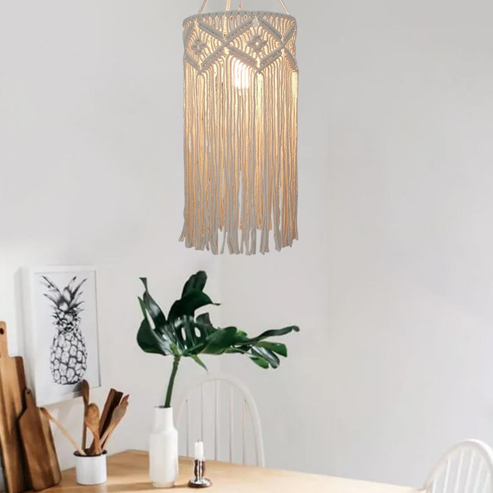 Macrame Lamp Shade Pendant Light Shade Large Modern Handmade Hanging Light Cover Hanging Lampshade for Living Room, Dorm, Office, Home Decor , Style B