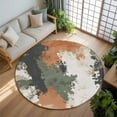 thumbnail image 3 of 6Ft Round Rug, Vintage Sage Green Orange Non-Skid Rubber Backing Large Area Rugs - Living Room Bedroom Home Office, Modern Abstract Art Indoor Floor Mat Carpets Washable Rug, 3 of 9