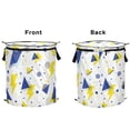thumbnail image 2 of 50L Extra Large Popup Hamper Collapsible Laundry Basket With Zippered Lid 15.7x18.5in Yellow and Blue Triangles Dots, 2 of 7