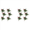 thumbnail image 1 of Juego de 12 Servilleteros Navideños, Servilleteros con Conos de Pino Artificiales, Ramas, Decoración de Bayas Rojas, 1 of 5
