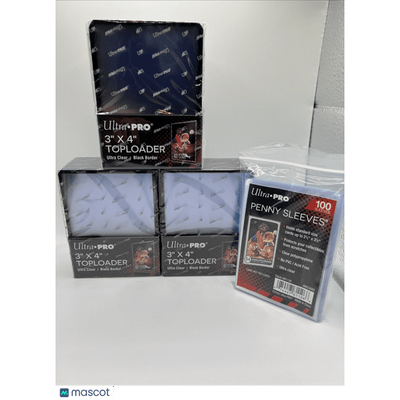 Ultra Pro 3X4 BLACK BORDER Toploaders 35pt 3 Packs of 25 AND 100 SLEEVES