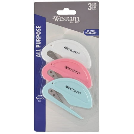 Westcott All Purpose Compact Letter Opener 3pk  Assorted Colors