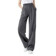 thumbnail image 2 of Endives Women's Casual Pants Full Length Loose Pants High Elastic Waist Wide Leg Dress Pants With Pockets, 2 of 8
