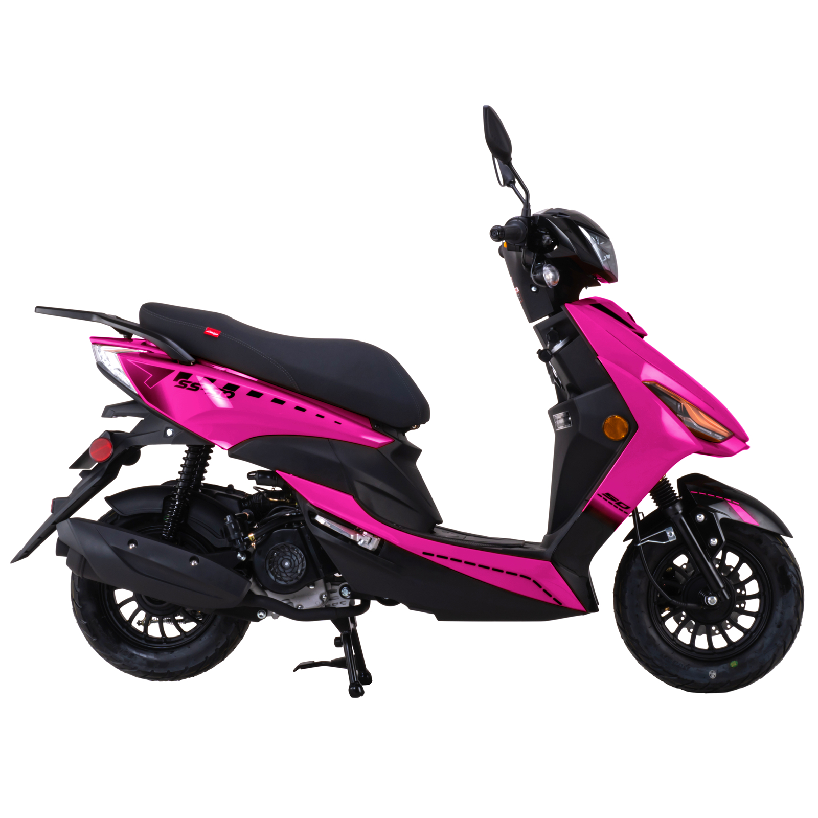 Double Global 50cc Gas Moped Motorcycle, 4 Stroke Adult Moped with 10" Aluminum Wheels , LCD Speedometer and LED Light
