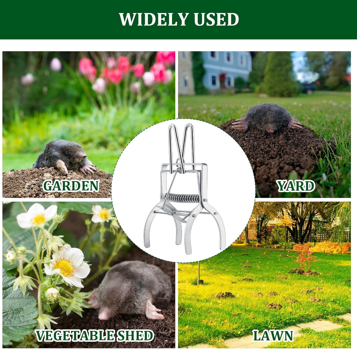 2 Pack Mole Trap, Easy Setup Black Mole Trap for Lawns,Reusable