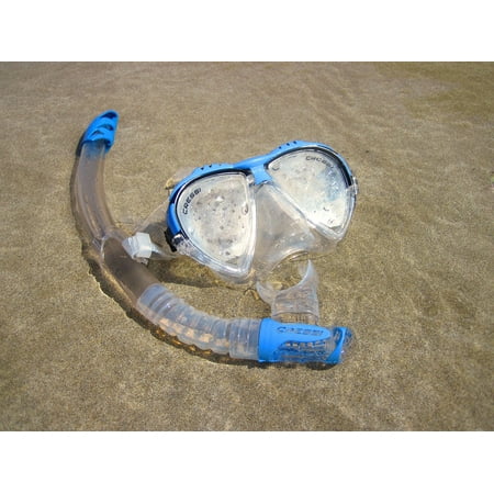 Canvas Print Snorkel Mask Beach Sand Sea Scuba Dive Diving Stretched Canvas 10 x