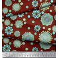 thumbnail image 2 of Soimoi Red polyester Crepe Fabric Artistic Flower & Geometric Print Sewing Fabric Yard 52 Inch Wide, 2 of 3