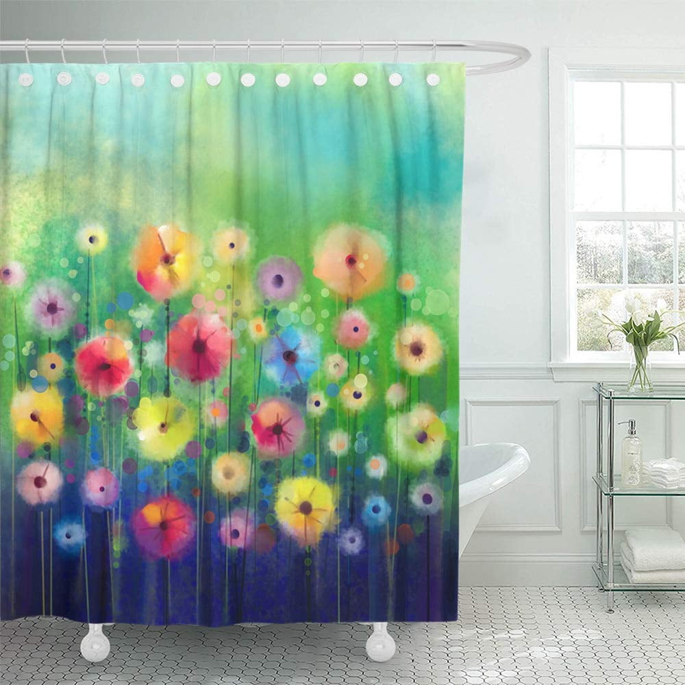 PKNMT Abstract Floral Watercolor Painting Hand Paint Yellow and Red