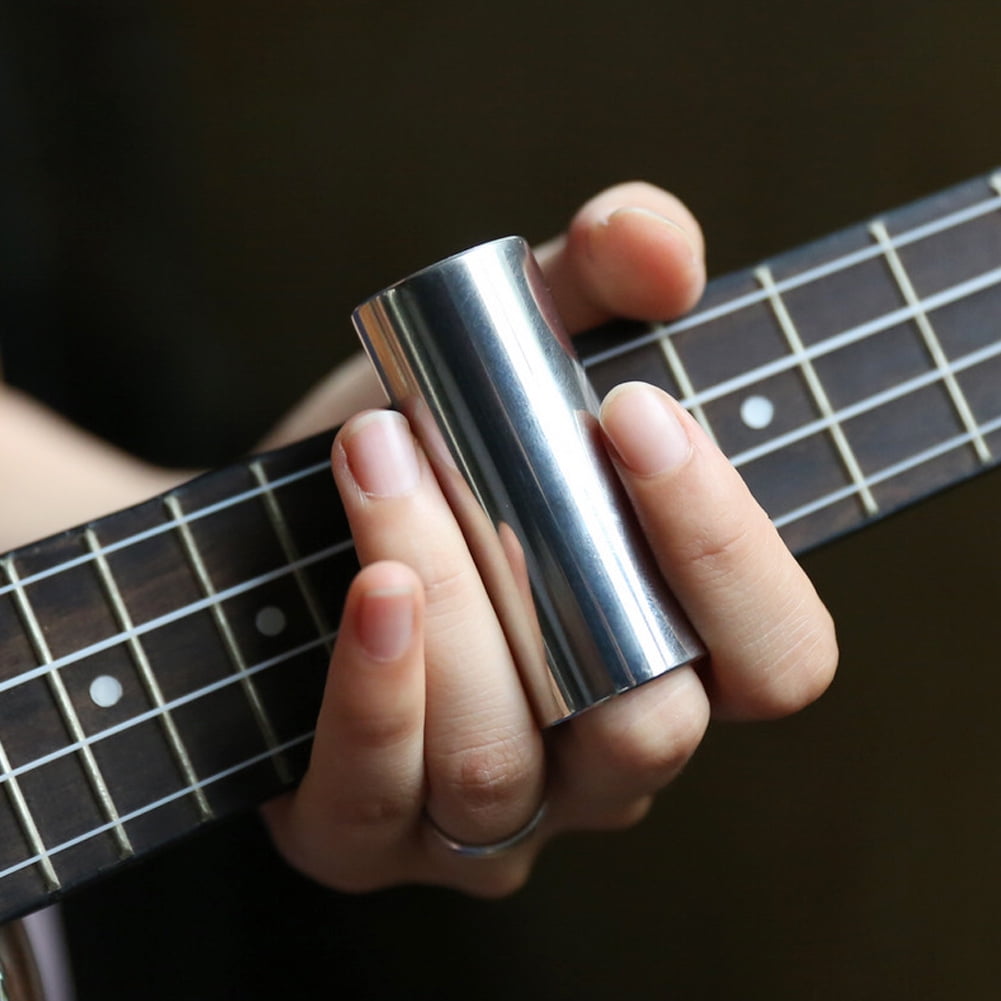 CALIDAKA 2pcs/Set Guitar Slider Glass Guitar Slider and Metal Stainless Steel Slide Bass 60mm String for Finger Knuck Player Portable Accessory