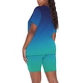 thumbnail image 5 of Short Sets for Women Gradient Color Short Sleeve V Neck T Shirt and Shorts 2 Piece Matching Set Womens Lounge Set, 5 of 7