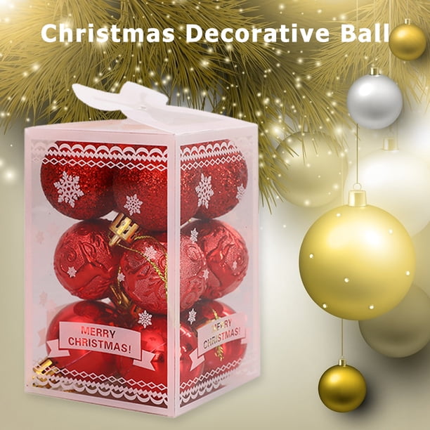 Juego de bolas decorativas de Navidad de 12 Uds., adornos de bolas colgantes de árbol (rojo) Likrtyny Oficina Multiescena Multifunción