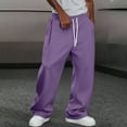 thumbnail image 6 of dazeni Men’s Baggy Sweatpants High Waisted Elastic Waist Drawstring Sweat Pants Comfy Wide Leg Casual Loose Joggers with Side Pockets Purple Large, 6 of 7