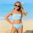 thumbnail image 5 of Byoo Big Girls UPF 50+ 2-Piece Bikini Set Smocked Bow Print Quick Dry Swimwear At Beach Pool,Blue, 5 of 6
