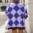 thumbnail image 4 of BSDJILFG Fall Sweaters Women Trendy Checkered Plaid Print Cardigan Sweaters Open Front Long Sleeve Button Down Knitted Coat,S-XL, 4 of 7