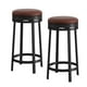 thumbnail image 1 of Yeshouse Taburetes de bar giratorios de 61 cm (24"), altura de mostrador con reposapiés, tapizados en piel sintética y estructura de metal, ideales para isla de cocina y bar en casa, 1 of 7