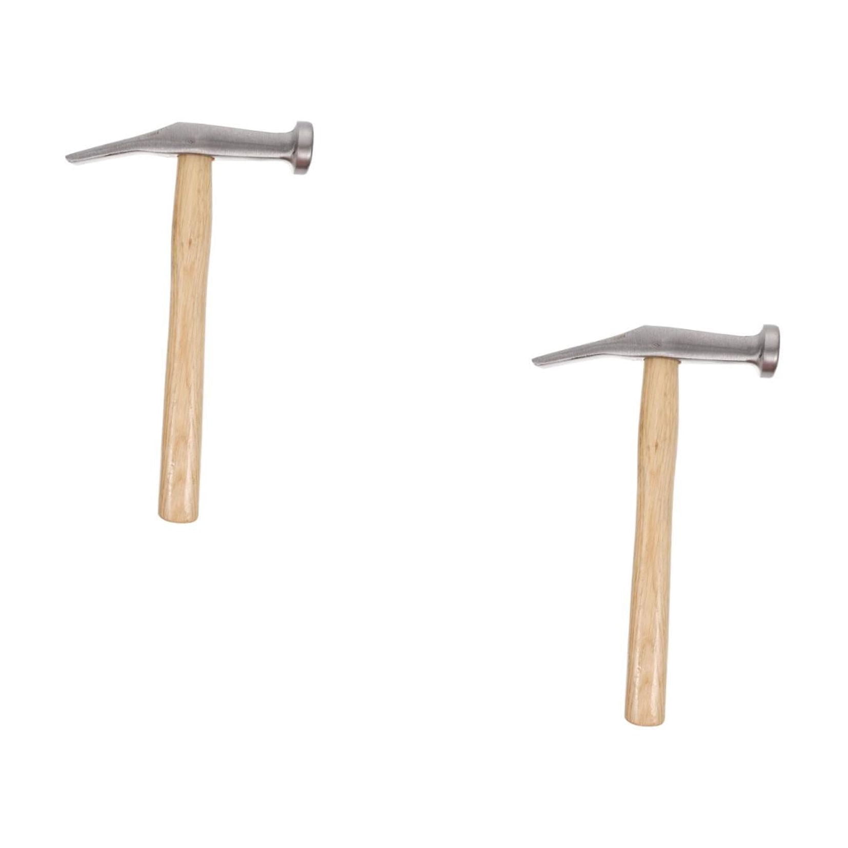 SKISUNO Portable Steel Hammer Khaki Wooden Handle for Shoe Making 2Pcs
