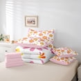 thumbnail image 6 of jejeloiu Cartoon Cute Daisy 7 Pieces Bedding Comforter Set,Kawaii Flower Floral Full Bedding Set,White Orange Pink Fitted Sheet Flat Sheet For Girl,Breathable Home Decor Reversible, 6 of 8