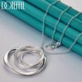 thumbnail image 2 of CJie-collar con colgante de tres círculos para mujer y hombre, cadena de 16-30 pulgadas de Plata de Ley 925, joyería con dijes para fiesta y boda, 2 of 2