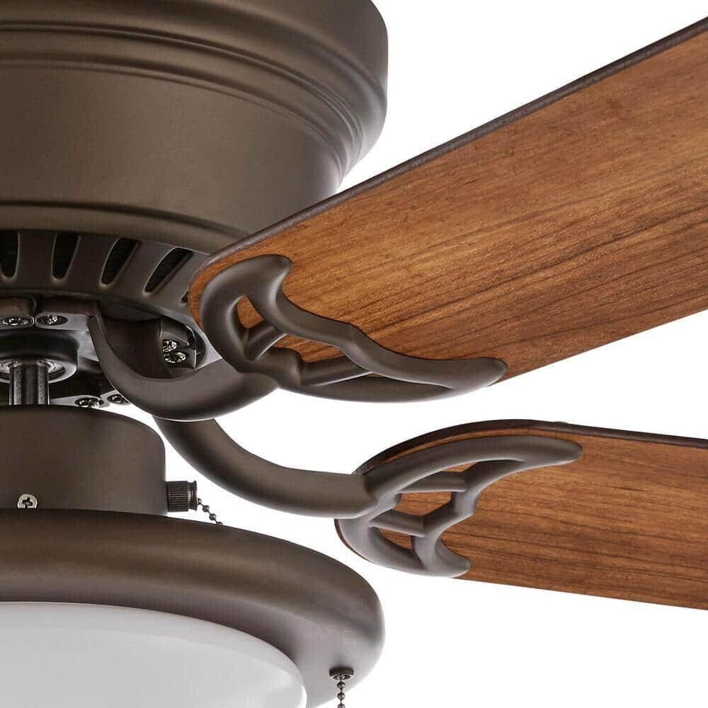 Hugger 44 inch Oil Rubbed Bronze Dome Style LED Bulb Flush Mount Indoor Ceiling Fan with Light Kit