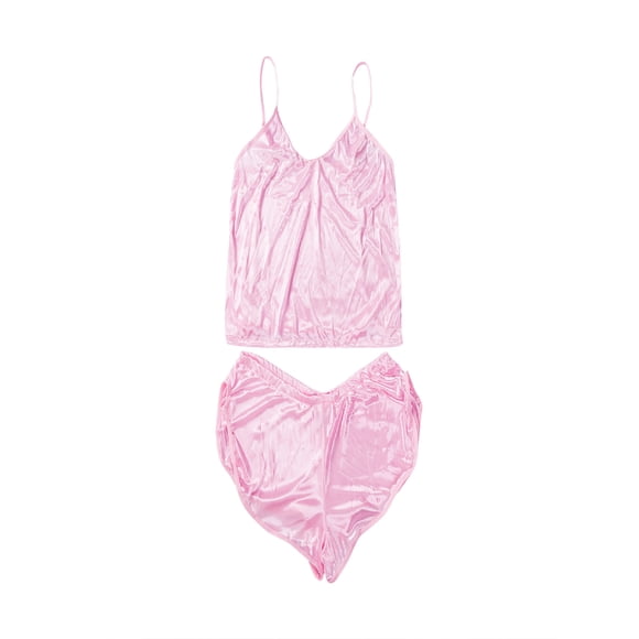 ZAXARRA Women 2PCS Lingerie Loose Sling Top Short Elastic Band Pants Set