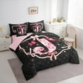 thumbnail image 3 of Castle Fairy Full 7-Piece Ribbon Bow Letter Monogrammed J Boho Floral Damask Bedding Set, 3 of 8