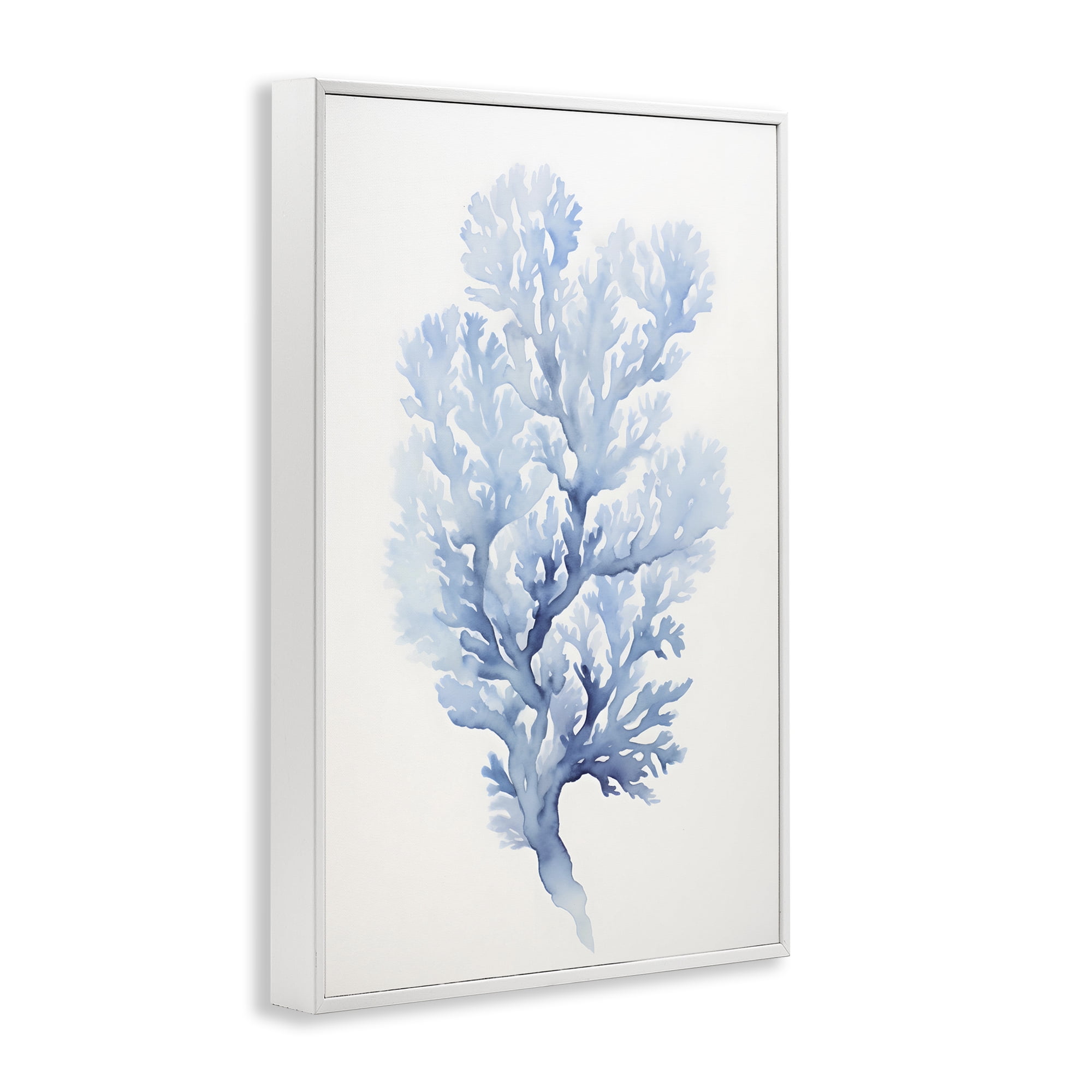 Stupell Industries Indigo Coral Shape Animals & Insects Painting White Framed Art Print Wall Art, 20 x 30