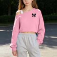 thumbnail image 2 of Dzrciro Kids Girls off the Shoulder Sweatshirt, Long Sleeve Cute Printed Asymmetrical Crop Tops, Lightweight Fashion Pullover Sweatshirts 5-15 Years, 2 of 9