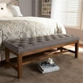 thumbnail image 2 of Bowery Hill Tufted Bench in Grey and Walnut Brown, 2 of 12