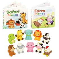 Battat Safari & Farm Friends Bundle Finger Puppets & Bath Books for Ages 10 Months