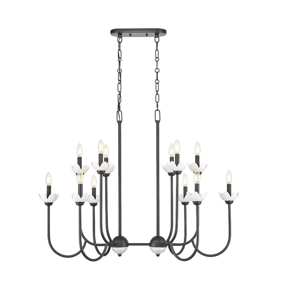 Z-Lite Allistair 12 Light Linear Chandelier in Matte Black color, Steel frame