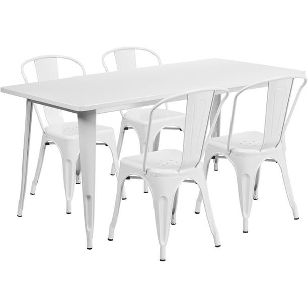 Flash Furniture Commercial Grade 31 5, White Metal Chairs For Dining Table