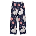 thumbnail image 2 of Cute Rabbit with Flowers Pattern Pajama Pants Soft Lightweight Lounge Pants Bottoms Sleep Pants Warm Comfy, 2 of 9