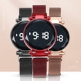 thumbnail image 3 of Reloj de pulsera para damas y niñas, moderno, informal, redondo, LED, reloj de pulsera con pantalla táctil y imán, 3 of 3