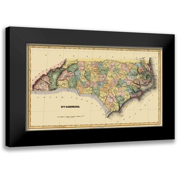 Lucas 14x10 Black Modern Framed Museum Art Print Titled - North Carolina - Lucas 1823