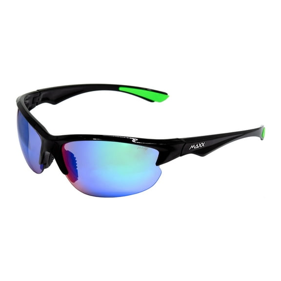 Maxx XT Green Mirrored Smoke Lenses Black/Green Frame Sports Sunglasses