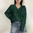 thumbnail image 4 of Ashirexll Pullover Sweaters for Women, Winter Sweaters for Women, Womens Fashion Casual Fall Winter Lace Up Long Sleeve Loose V-Neck Knit Pullover Sweater, 4 of 7