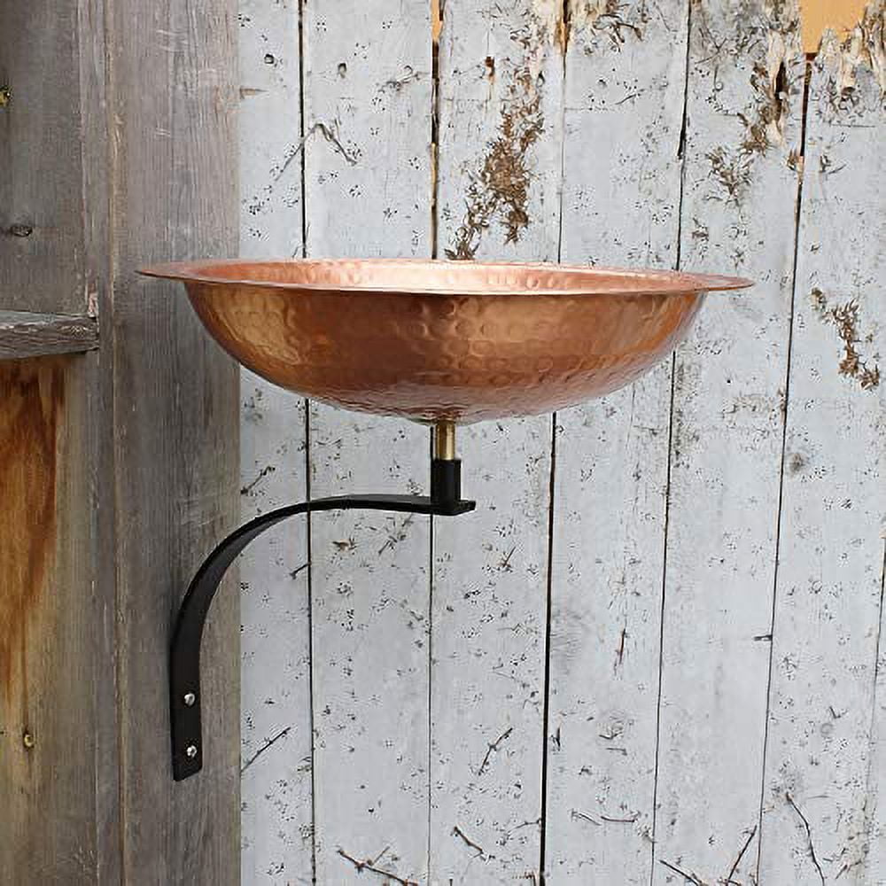 Achla Designs  Hammered Solid Copper Birdbath w/Wall Mount Bracket, 12.25 Inch Tall, Satin Copper