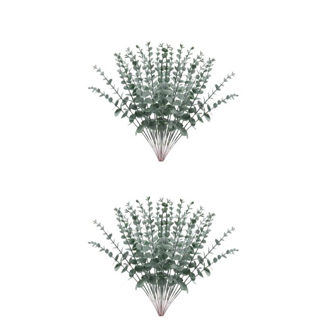 Kearding 12 piezas Mano de obra fina Eucalipto Planta simulada Ramo Alta simulación Plantas artificiales Decoración Gran cantidad Escarcha Escarcha verde oscuro 2Conjunto