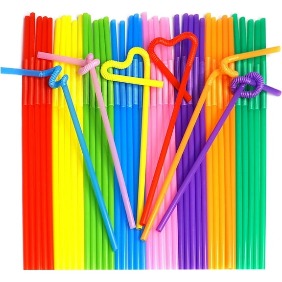 50PCS Disposable Straws Plastic Bendy Party Long Disposable Colorful Drinking Straws for Party Cocktail Juice Milkshake Kids Bendy Straws