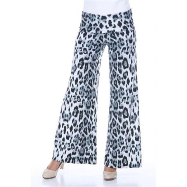 White Mark Pantalon Palazzo Imprimé, 94-Gris Guépard - Extra Large